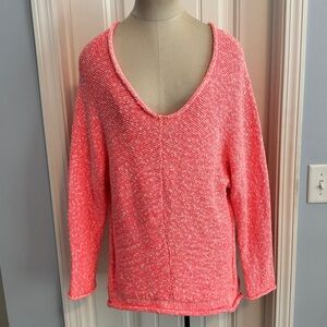 Free People Small Bright Lights Oversized Neon Pink Sweater